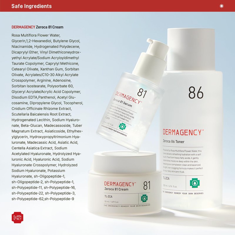 DERMAGENCY Zeroca 81 Cream | Korean Acne Cream for Sensitive & Oily Skin | Lightweight, Non-Greasy, Calming Hydration | Oil Control, Pore Refining, Cica | Fragrance-Free | K-beauty 2.02 Fl.Oz / 60ml