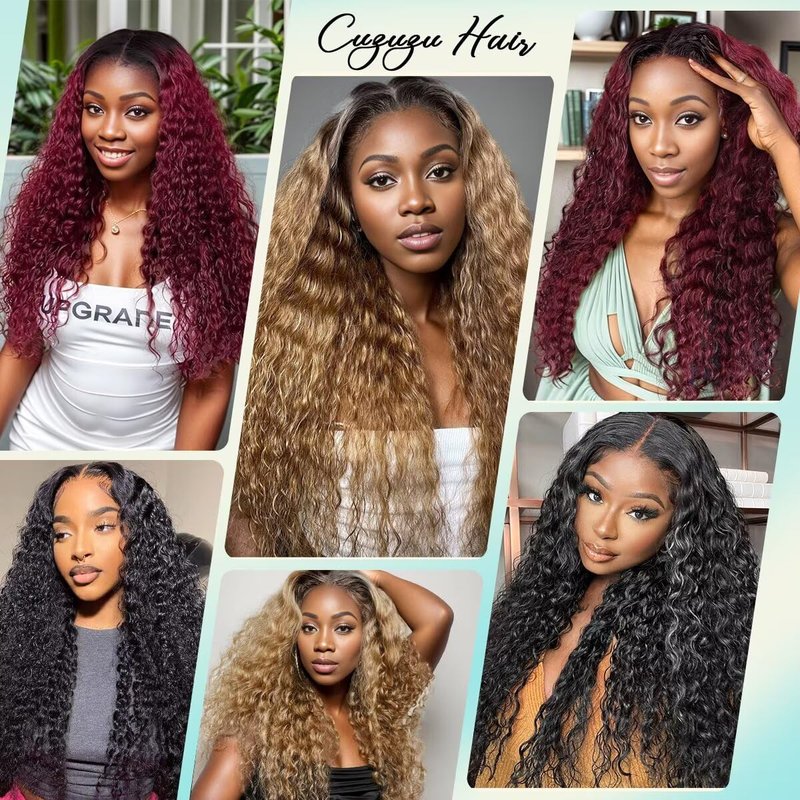 Human Hair Bundles - 16 Inch Deep Wave 100% Unprocessed Brazilian Virgin Hair | Honey 99J Burgundy Color