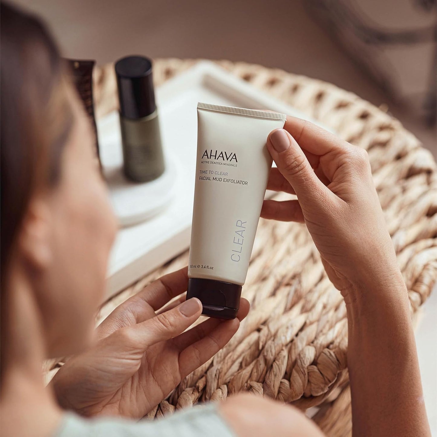 AHAVA Facial Mud Exfoliator - Gentle Scrub with Dead Sea Mud & Vitamin E | 3.4 Fl. Oz for Radiant Skin