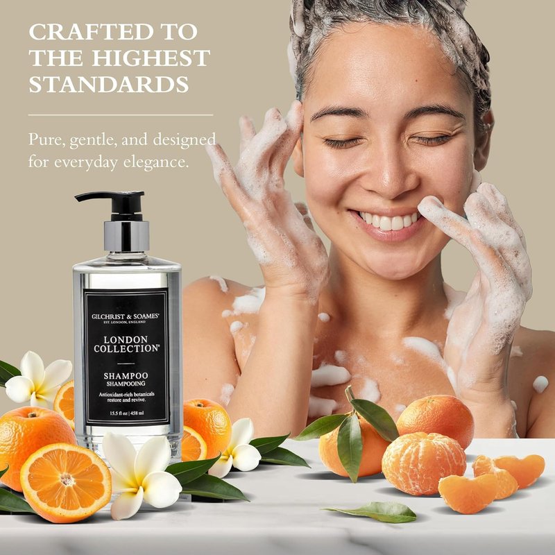 Gilchrist & Soames London Collection Shampoo - Sulfate & Paraben Free, Gentle Clarifying Wash | 15.5 oz