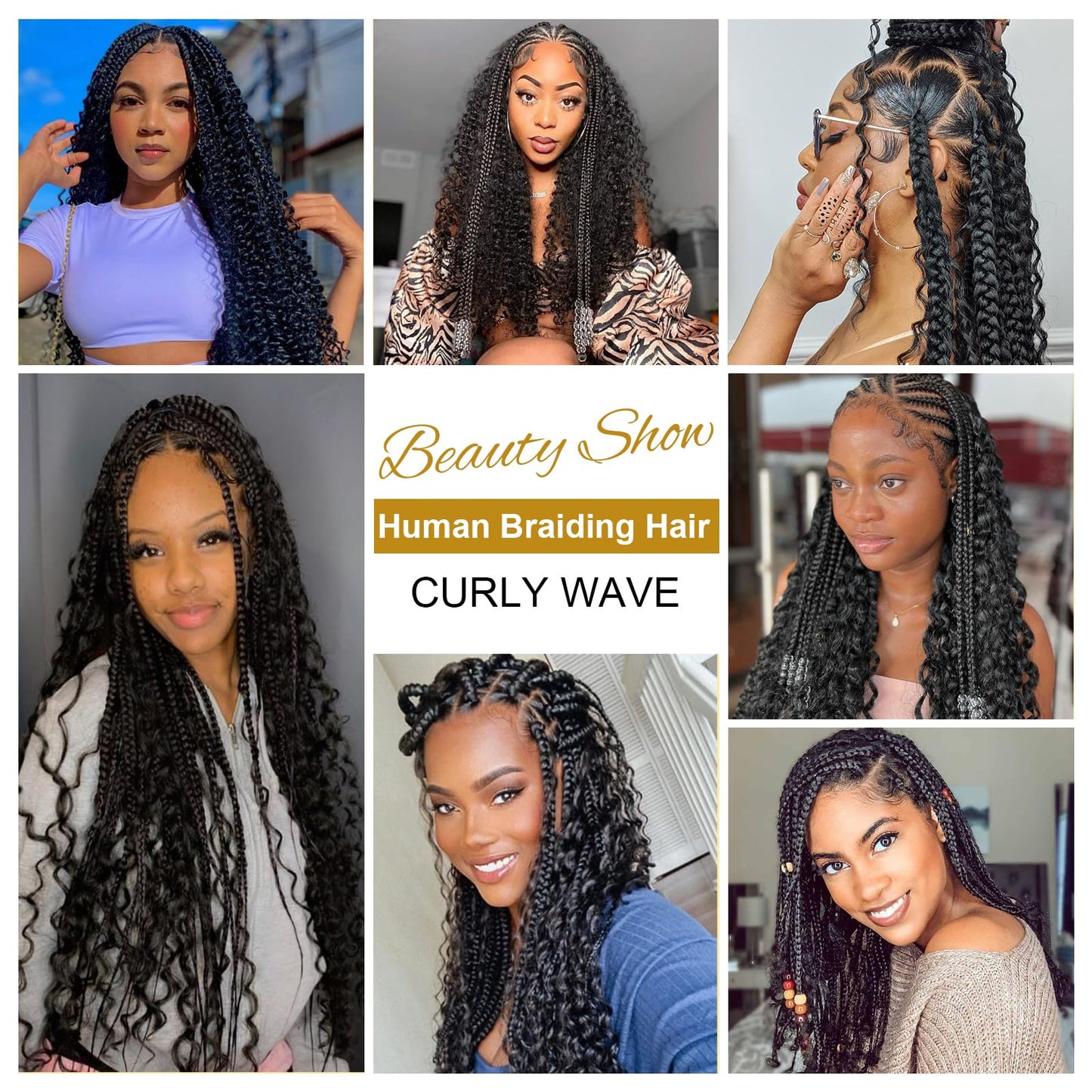 Human Braiding Hair Curly Bulk Human Hair for Braiding No Weft Human Hair Bundles for Braiding Wet and Wavy Human Hair Braiding Hair for Boho Box Braids 100g Per Pack CNZZJX