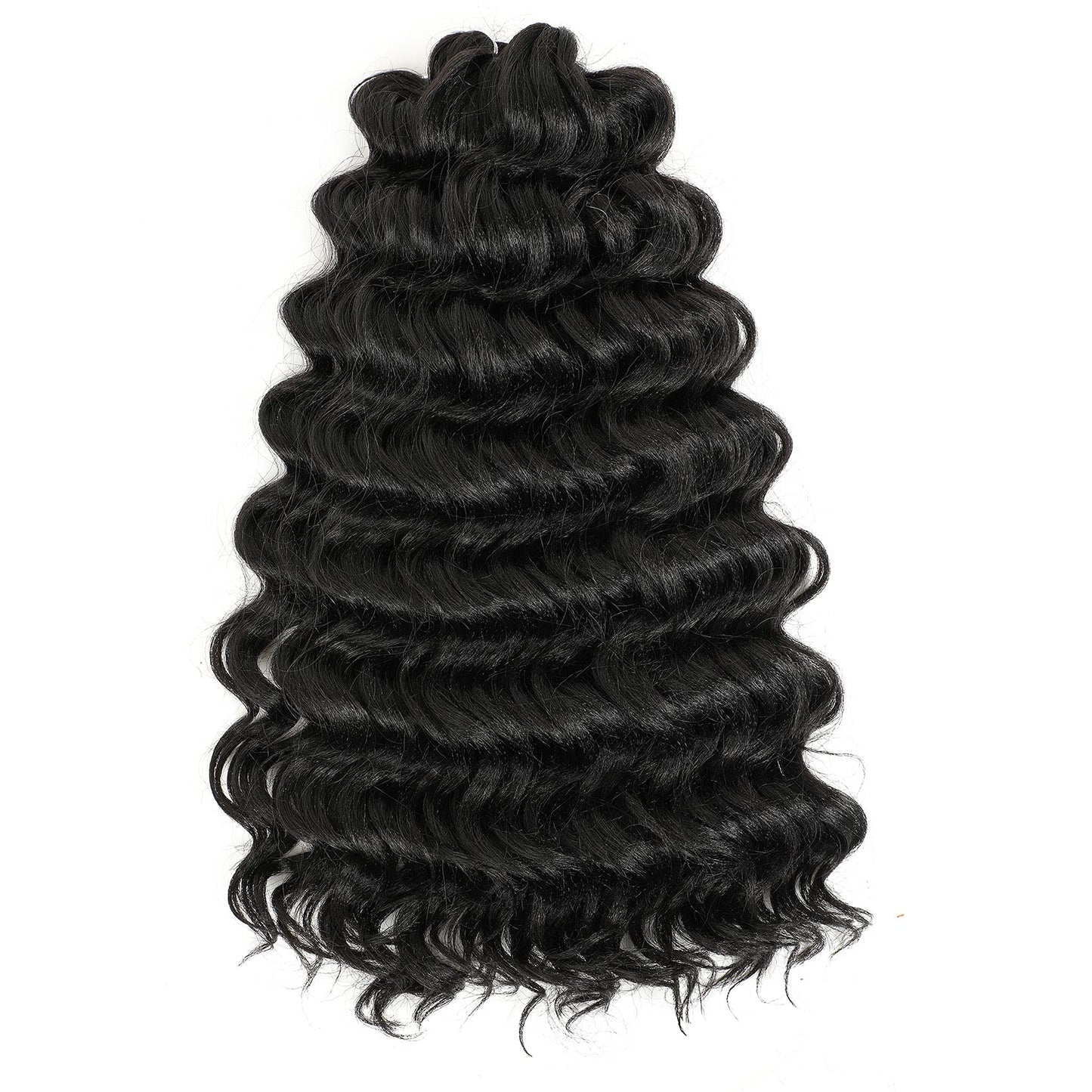 Ameli Ocean Wave Crochet Hair Natural Black Deep Wave Crochet Hair for Black Women Synthetic Curl Braiding Hair Extensions 8 Packs (14 Inch, 1B)