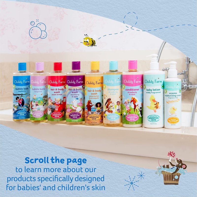 Kids Hair & Body Wash - Organic Sweet Orange for Dry, Sensitive Skin | Vegan, Cruelty-Free, 16.9 fl oz