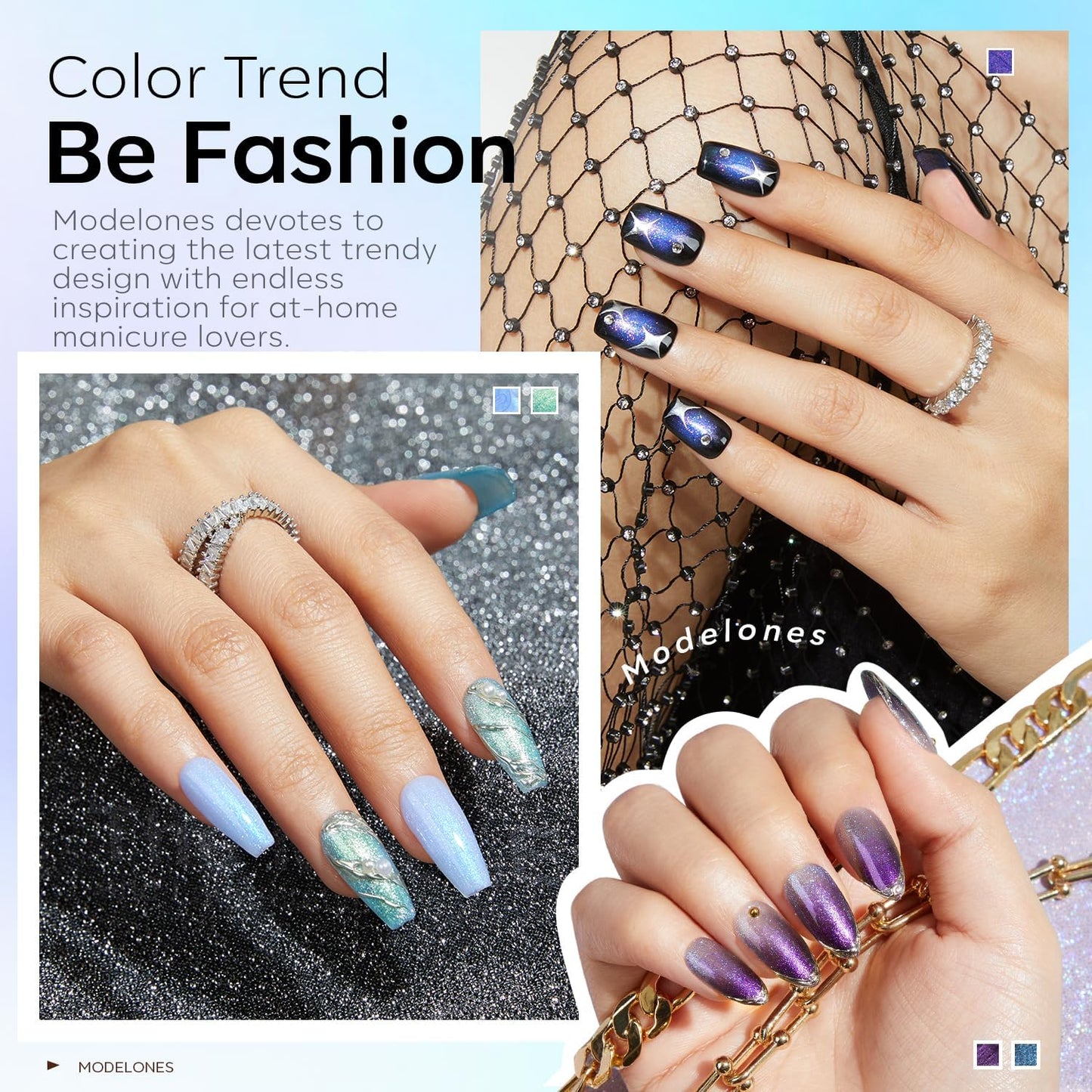 Chameleon Gel Nail Polish Set - 6 Colors + Silver Cat Eye & Jelly Gel Polish