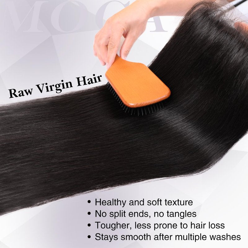 2x6 HD Lace Closure 18 Inch, SKINLIKE 0.095mm Ultra-thin Invisible Real Swiss Lace Closure Only,Straight RAW Virgin Human Hair Single Knot Pre-Plucked with Baby Hair