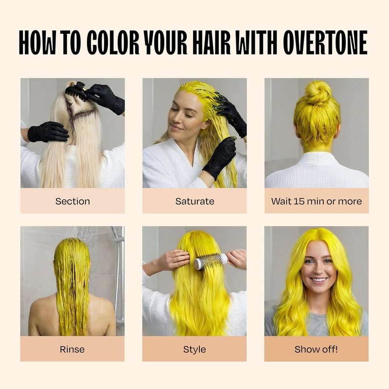 Overtone Semi-Permanent Hair Color Conditioner - Extreme Yellow, Nourishing Color Depositing Mask | 8 oz, Vegan & Cruelty-Free