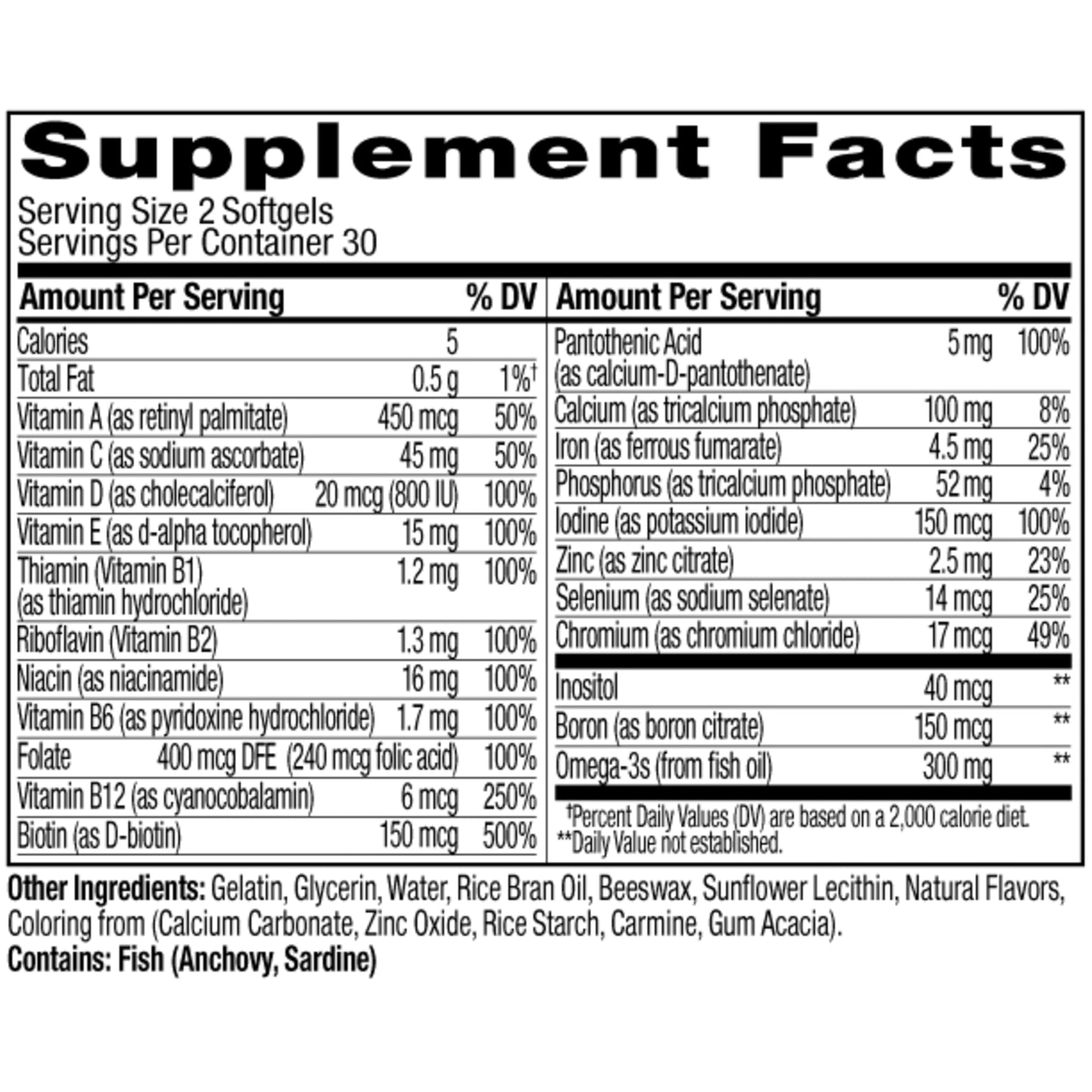 OLLY Ultra Strength Women's Multi Softgels, Overall Health and Immune Support, Omega-3s, Iron, Vitamins A, D, C, E, B12, Daily Multivitamin, 30 Day Supply - 60 Count