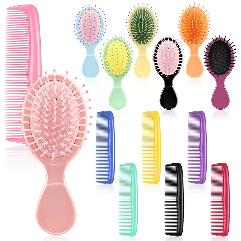 HOFASON 70 Pieces Bulk Mini Wet Hair Brush & Mini Comb Set for Kids Girls Women, Bridesmaid Gift, Spa Party Supplies, Summer Stuff, 35 Travel Small Brushes for Hair 35 Fine Wide Hair Combs for Boy Men