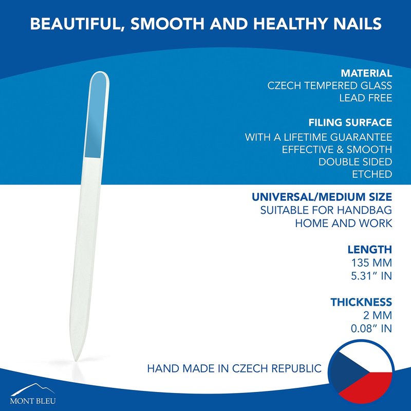 Mont Bleu Gift Set of 5 + 1 Free Czech Glass Nail Files Hand Decorated with Crystals - Gifts for her - Handmade Gift - Czech Tempered Glass - Best Crystal Nail Files for Natural Nails
