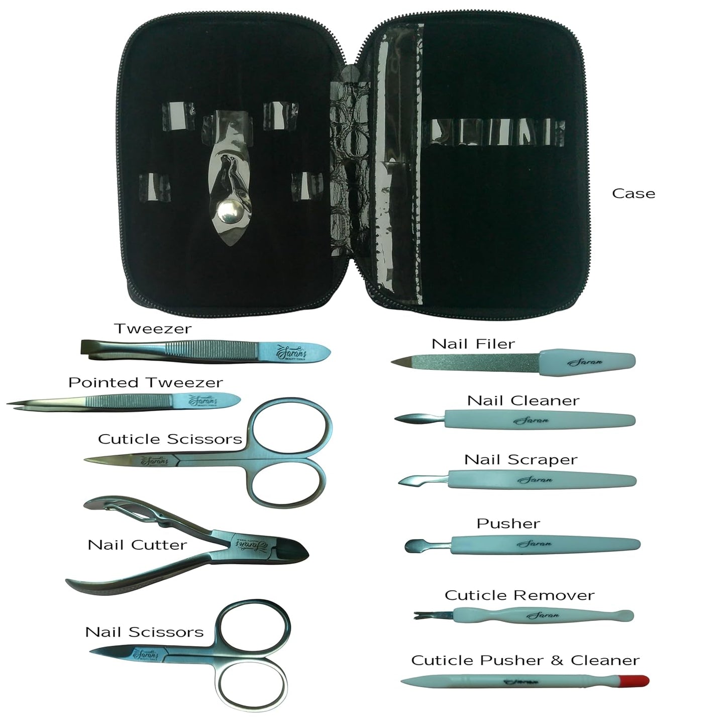 11-Piece Stainless Steel Manicure & Pedicure Tool Kit - German Quality Grooming Set for Men & Women