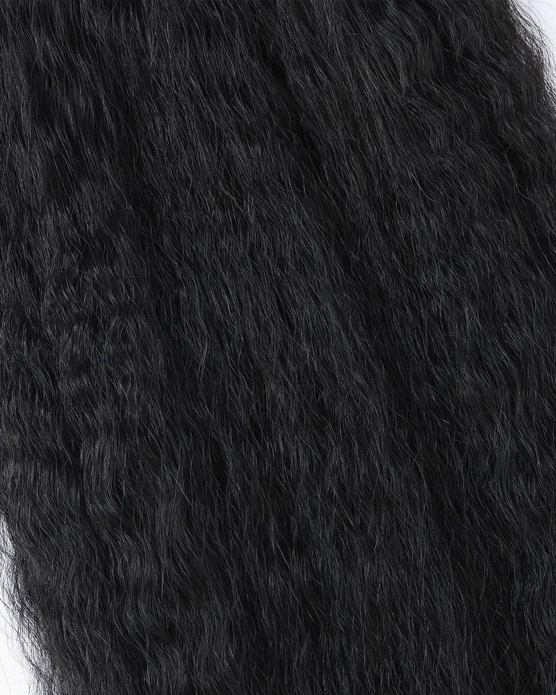 Kerriana Kinky Straight Closure 100% Human Hair 14 Inch Transparent 4x4 Closure Light Yaki Natural Black Color For Women
