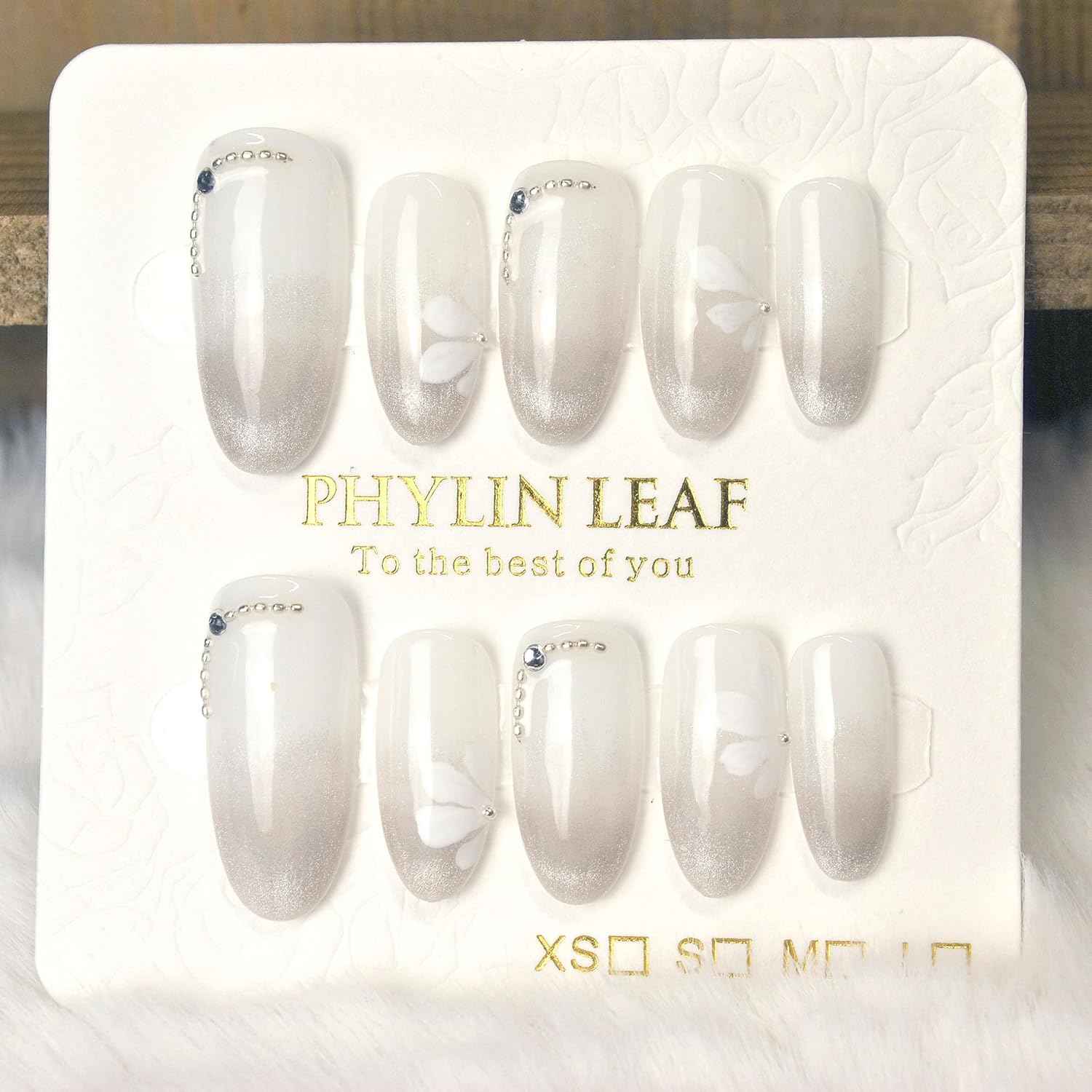 3D Sea Shell Press-On Nails - Handmade Medium Almond Beach Nail Art with Butterflies (L Size)