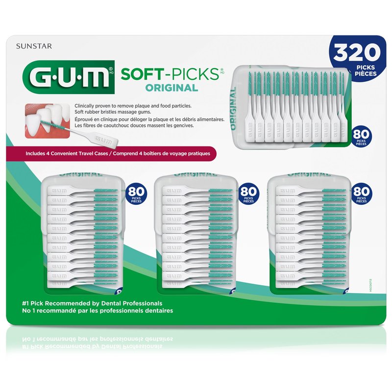 GUM Soft-Picks Original – Easy-to-Use Interdental Picks for Plaque Removal & Gum Health with Convenient Carry Case, Dentist Recommended, 320 Count