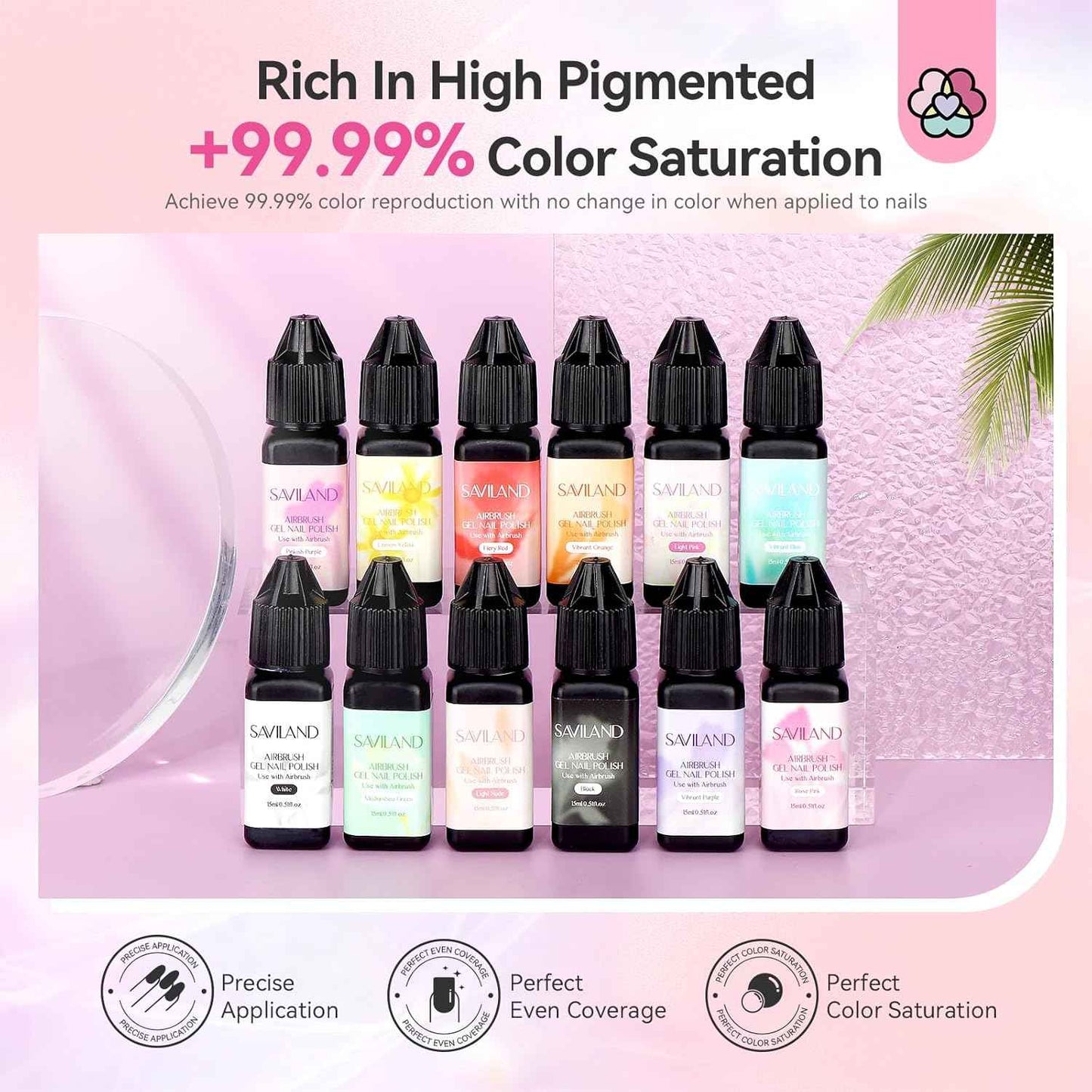 Airbrush Nail Kit with 12 Gel Polish Colors - SAVILAND Professional Set