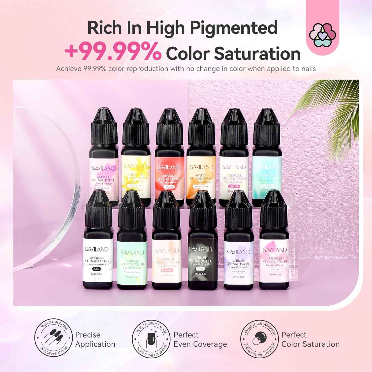 Airbrush Nail Kit with 12 Gel Polish Colors - SAVILAND Professional Set
