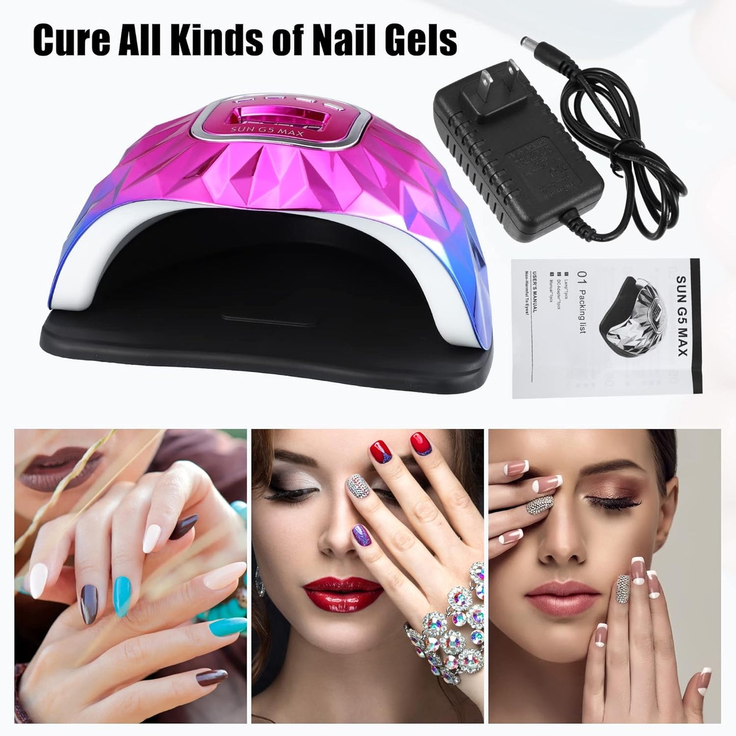 200W Portable UV-LED Nail Lamp with Sensor & 4 Timers - Fast Curing Gel Dryer