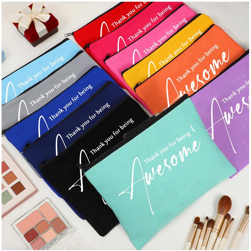 Buryeah 24 Pcs Cosmetic Bags for Womens End of Year Gift Graduation Gift Thank You for Being Awesome Makeup Bags Bulk for Students Teacher(Colorful)
