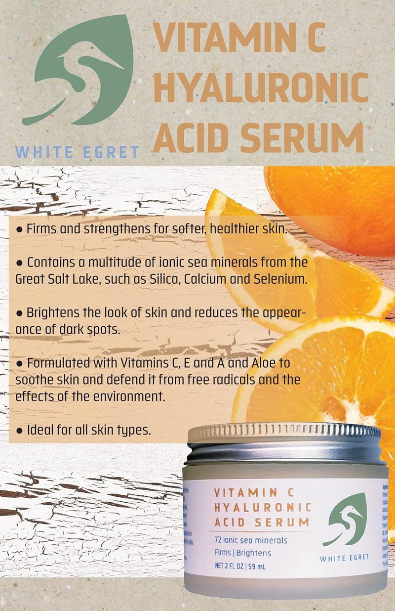 Vitamin C Hyaluronic Acid Cream - Hydrating Skincare, 2 Ounce