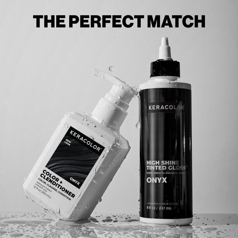 Keracolor High Shine Tinted Hair Gloss, In-Shower Hair Glaze, Sheer Color-Enhancing Glossing Treatment, Onyx, 8 Fl Oz