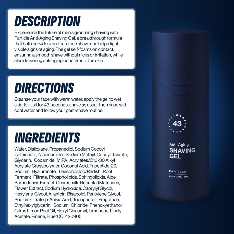Particle Anti Aging Shaving Gel for Men, Helps Reduce the Appearance of Wrinkles, Firm and Tighten Your Skin with Every Shave in Just 43 Seconds (4.05 fl.oz)