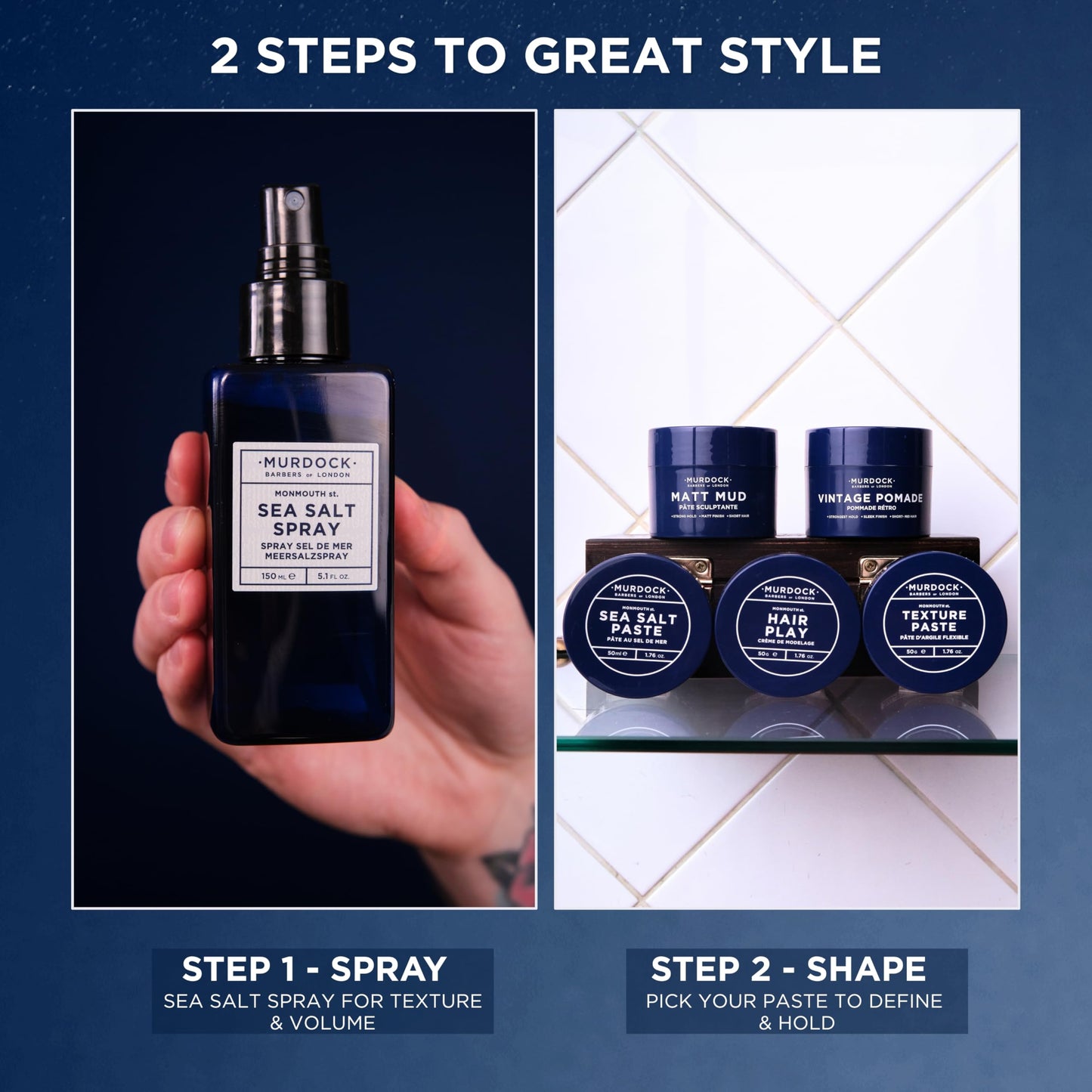 Murdock London Sea Salt Spray for Men – Barber-Trusted Texturizing Mens Hair Sprays for Root Lift, Volume & Matte Finish – Clean Label, Paraben-Free Sea Salt Spray for Hair (5.1 oz)