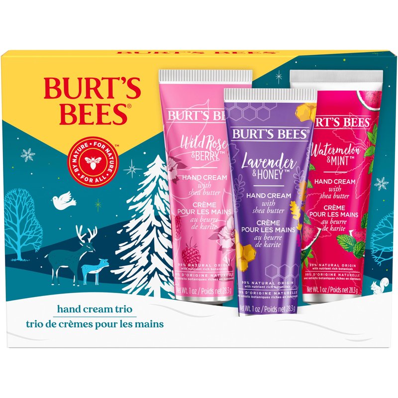 Burt's Bees 3 Body Skincare, Shea Butter Hand Cream Trio Set - Lavender Honey, Watermelon Mint & Wild Rose Berry (3-Pack)