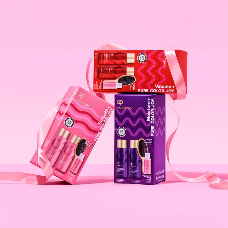ColorProof Mothers Day Volumizing Gift Set | Relaxation Gifts For Women Hair Care | Complete Set With Volume Shampoo, Conditioner, Overnight Serum & Detangling Brush | Shower Gift Box For Women