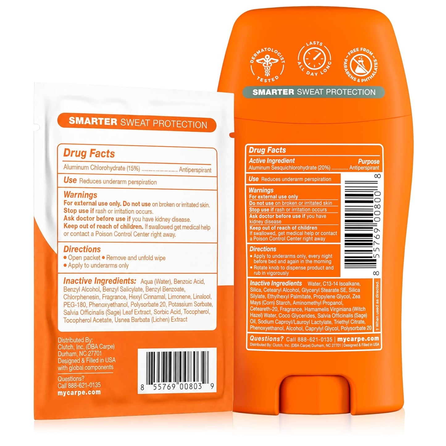 Carpe Antiperspirant Wipes - Clinical Strength Underarm & On-The-Go Sweat Control | 15 Individual Wipes for Hyperhidrosis