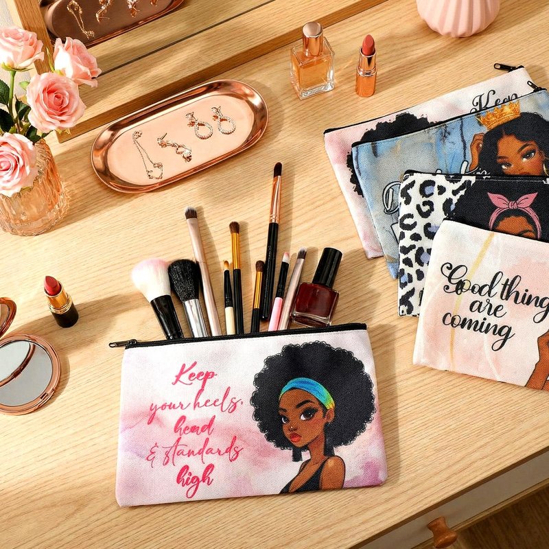 Abbylike 36 Pcs Christmas Makeup Bags Bulk Gifts Plaid Cosmetics Santa Gnomes Elk Snowman Xmas Purse Double Sided Goodie Bags for Women Travel Holiday Present,18 Styles (Christmas)