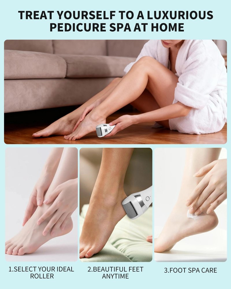 Kaaeiccr Electric Foot Callus Remover, Rechargeable Foot Care Tool with 3 Speed Settings, Waterproof Foot File, Portable Foot Dead Skin Remover, Smooth Heels, Home or Travel Spa Foot Care
