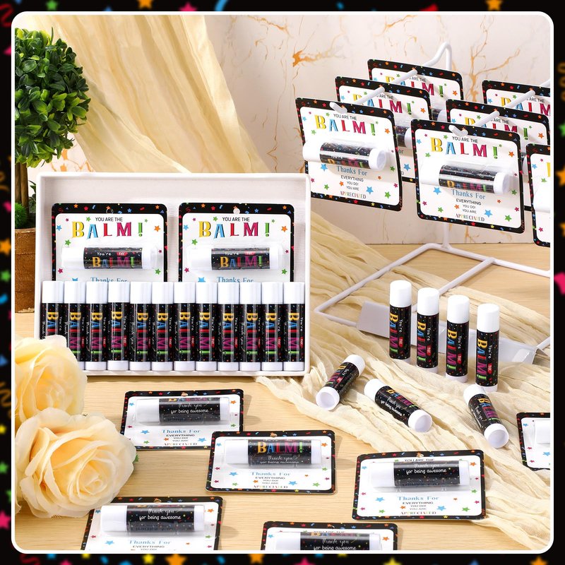Sacubee 30 Pack Employee Teacher Appreciation Gifts Bulk Lip Balm Teacher Employee Staff Team Thank You Gifts You're the Balm Volunteer Nurse Appreciation Party Favor for Women Men Coworker Birthday