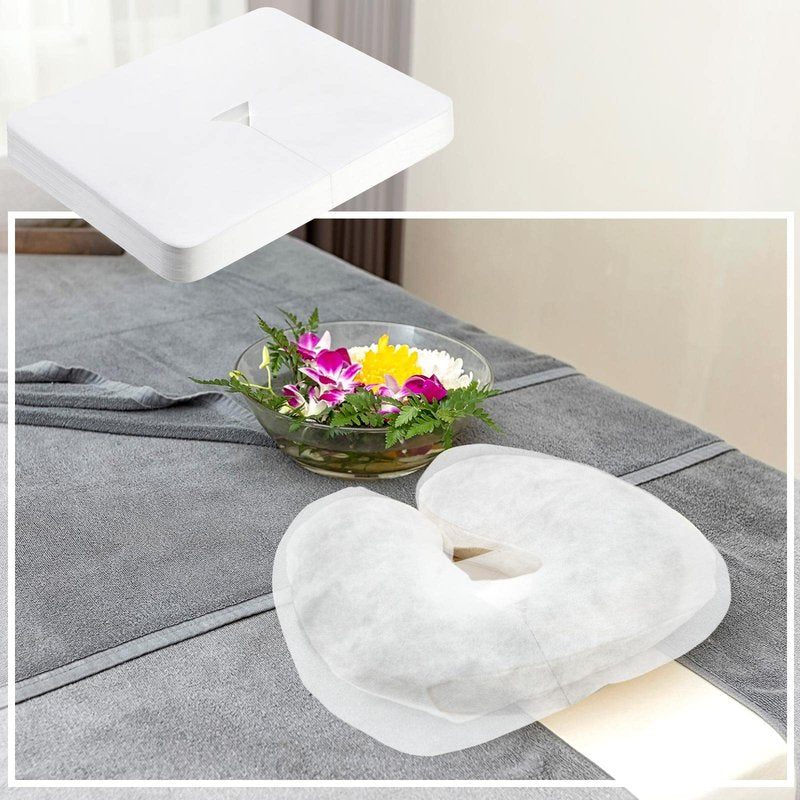 Oudain 800 Pcs Disposable Face Cradle Covers, Non-sticking Massage Face Cradle Headrest Cover for Massage Table Chairs Fitted for 16 x 12 Inches