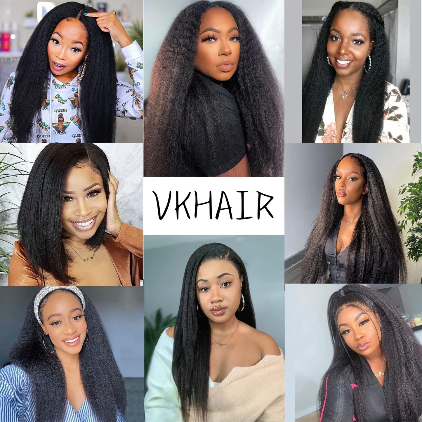 VKHAIR Kinky Curly Straight Clip in Hair Extensions for Black Women Human Hair Clip In Extensions12 Inch 10Pcs 120g Natural Black Full Head Unprocessed Remy Human Hair (Natural Black, 12 Inch)