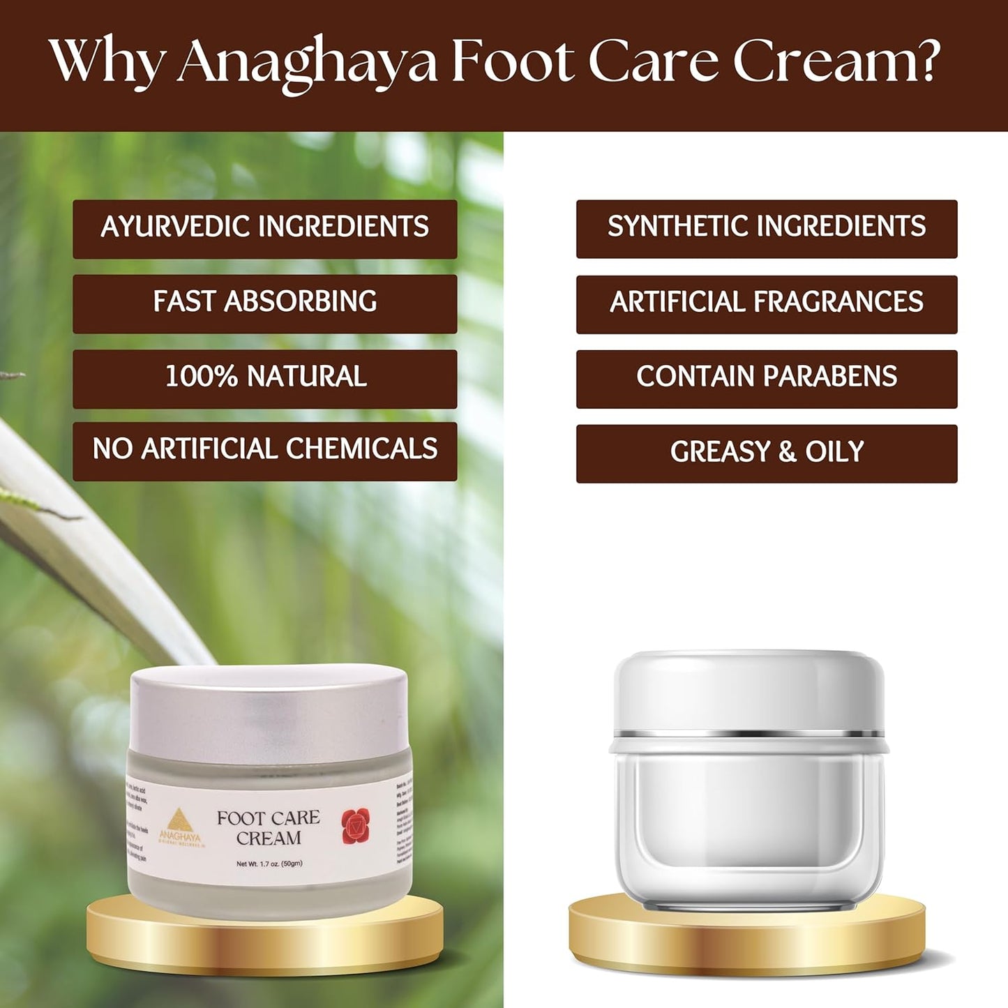 Cracked Heel Repair Foot Cream – Ayurvedic Moisturizer with Jaatyadi Oil & Urea, 1.76 Oz