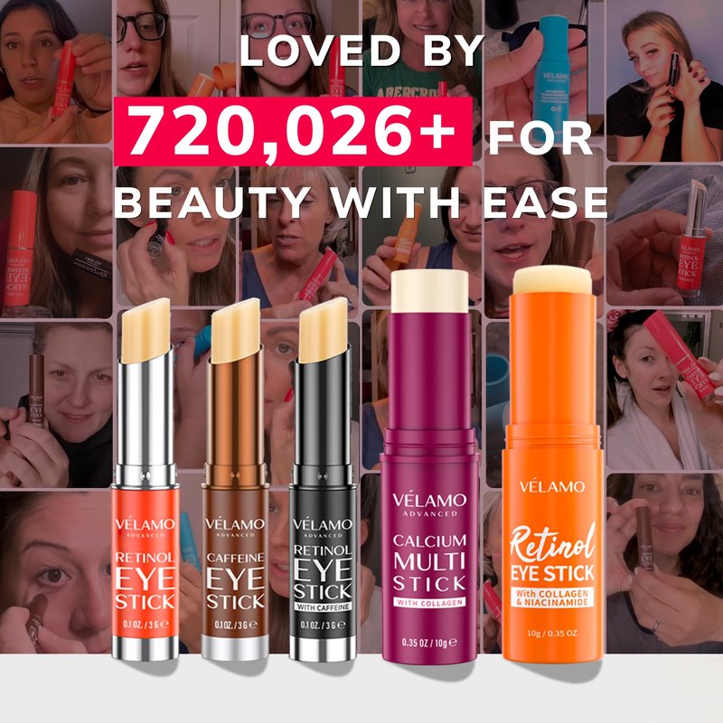 VELAMO ADVANCED Caffeine Eye Stick: Energizing & Hydrating Under Eye Balm for Dark Circles & Puffiness - Travel Essentials, Portable & Perfect for On-the-go Use, 0.1 OZ/3g 2 Pcs