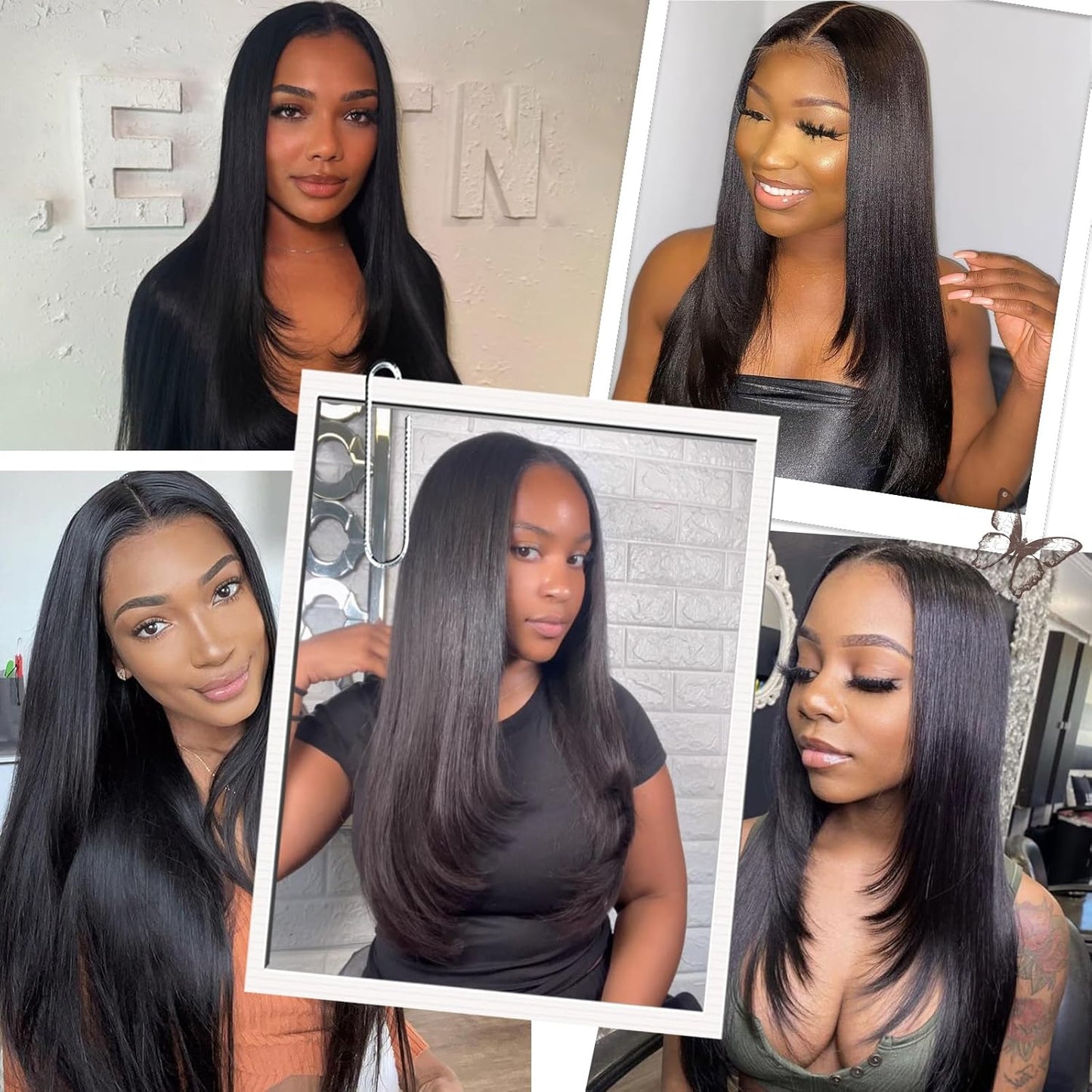 Black Lace Front Wig - Pre-Plucked Glueless Long Straight Synthetic Hair | 26 Inch for Cosplay & Daily Wear