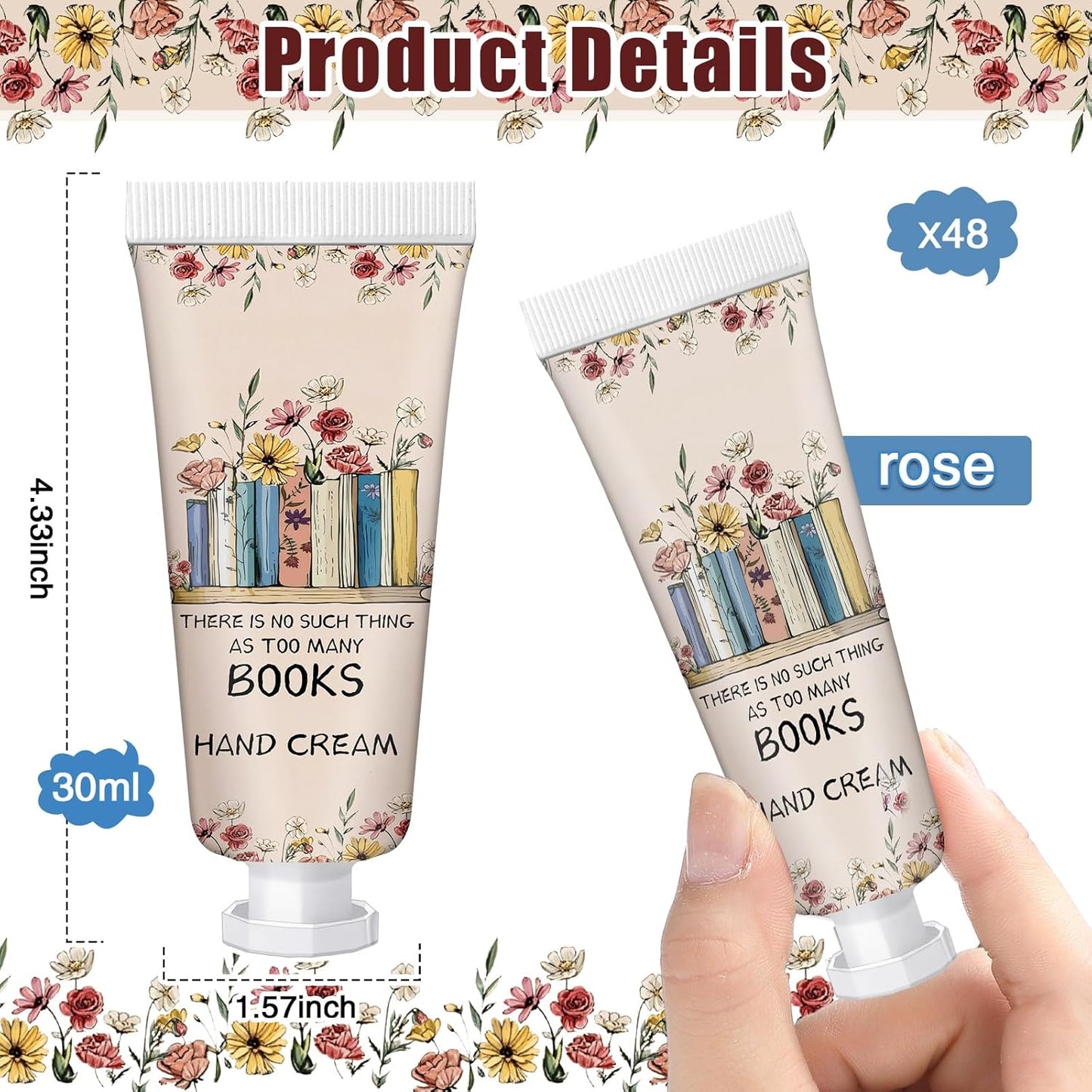 48 Pcs Christmas Hand Cream Set - Mini Travel Lotion for Dry Hands - Perfect Book Lover Gift & Stocking Stuffer