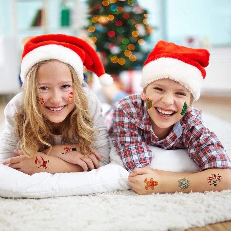 ArtCreativity Individual Christmas Tattoos for Kids - Set of 144-2 Inch Winter Holiday Temporary Tattoos in 12 Festive Designs - Classroom Christmas Party Favors and Stocking Stuffers For Kids
