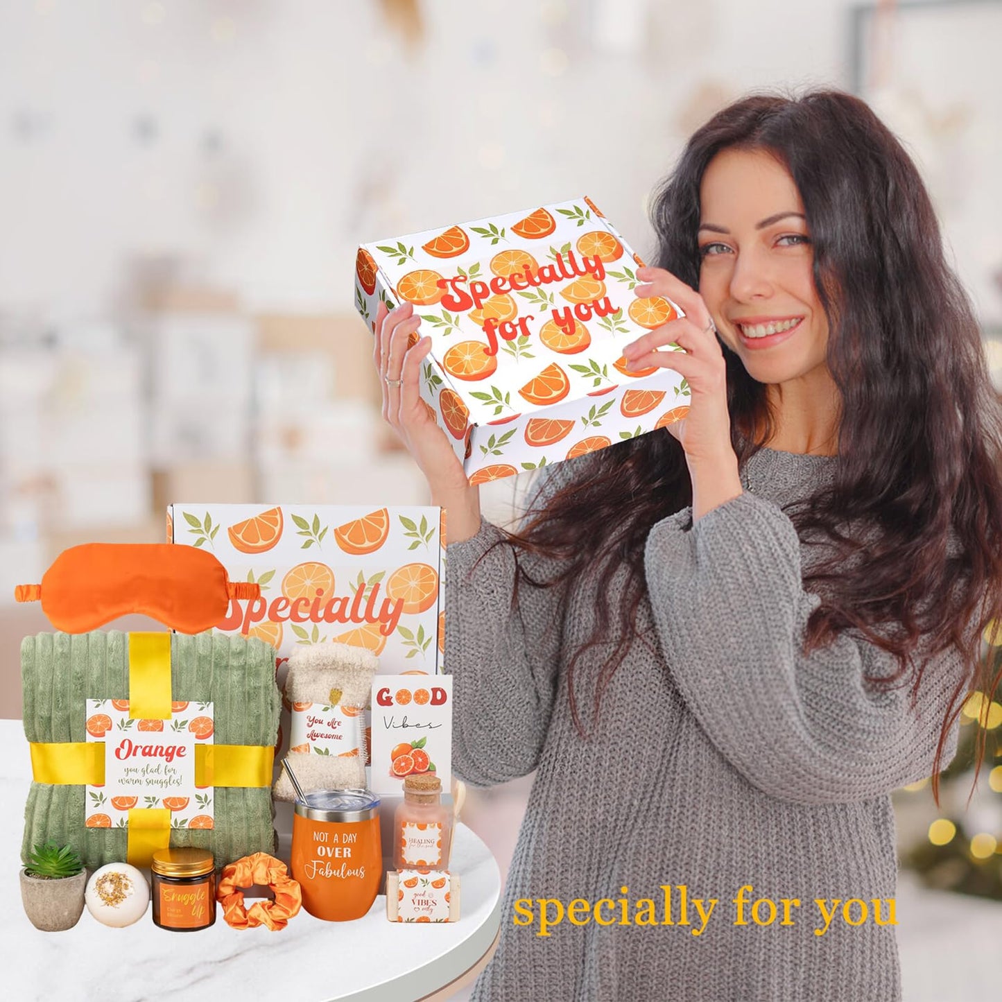 Care Package For Women, Fall Gift Baskets, Self Care Gifts for Women, Get Well Soon, Orange Fall Themed Gifts for Woman, Relaxation Spa Gift Baskets, Thinking of You Birthday Gift