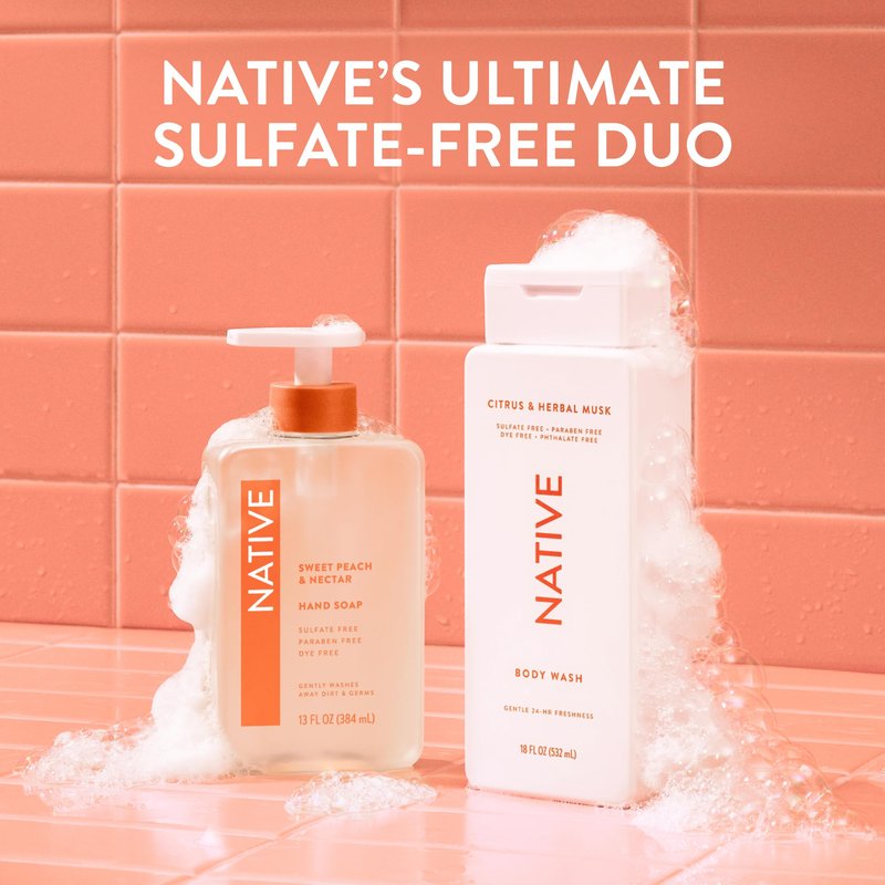 Native Body Wash for Women & Men, Citrus & Herbal Musk, 36 oz Pump Bottle, Sulfate-Free & Gentle