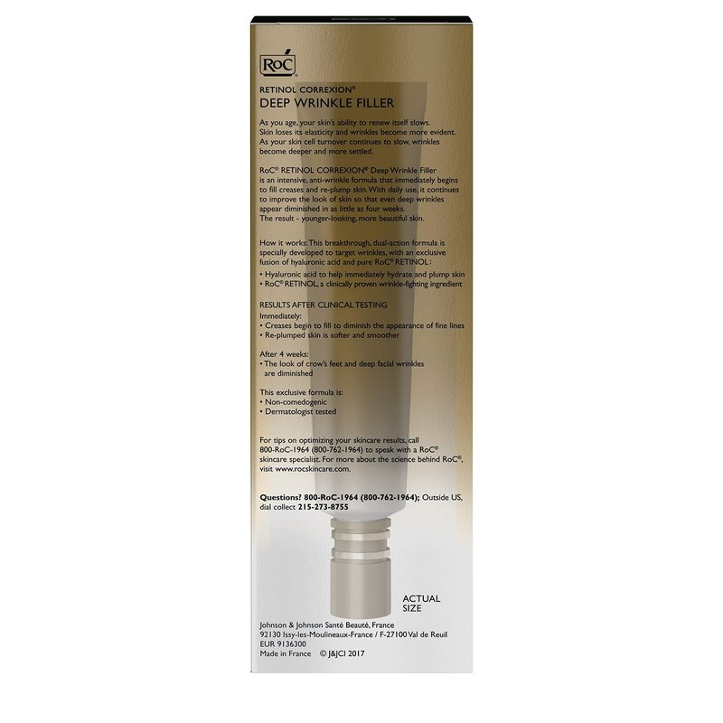 RoC Retinol Correxion Deep Wrinkle Facial Filler, Anti-Aging Treatment with Hyaluronic Acid and Retinol, Non Comedogenic, 1 fl. oz