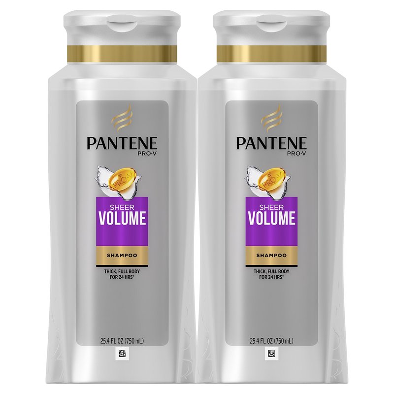 Pantene Volumizing Shampoo for Fine Hair, Sheer Volume 25.4 Fl Oz (Pack of 2)