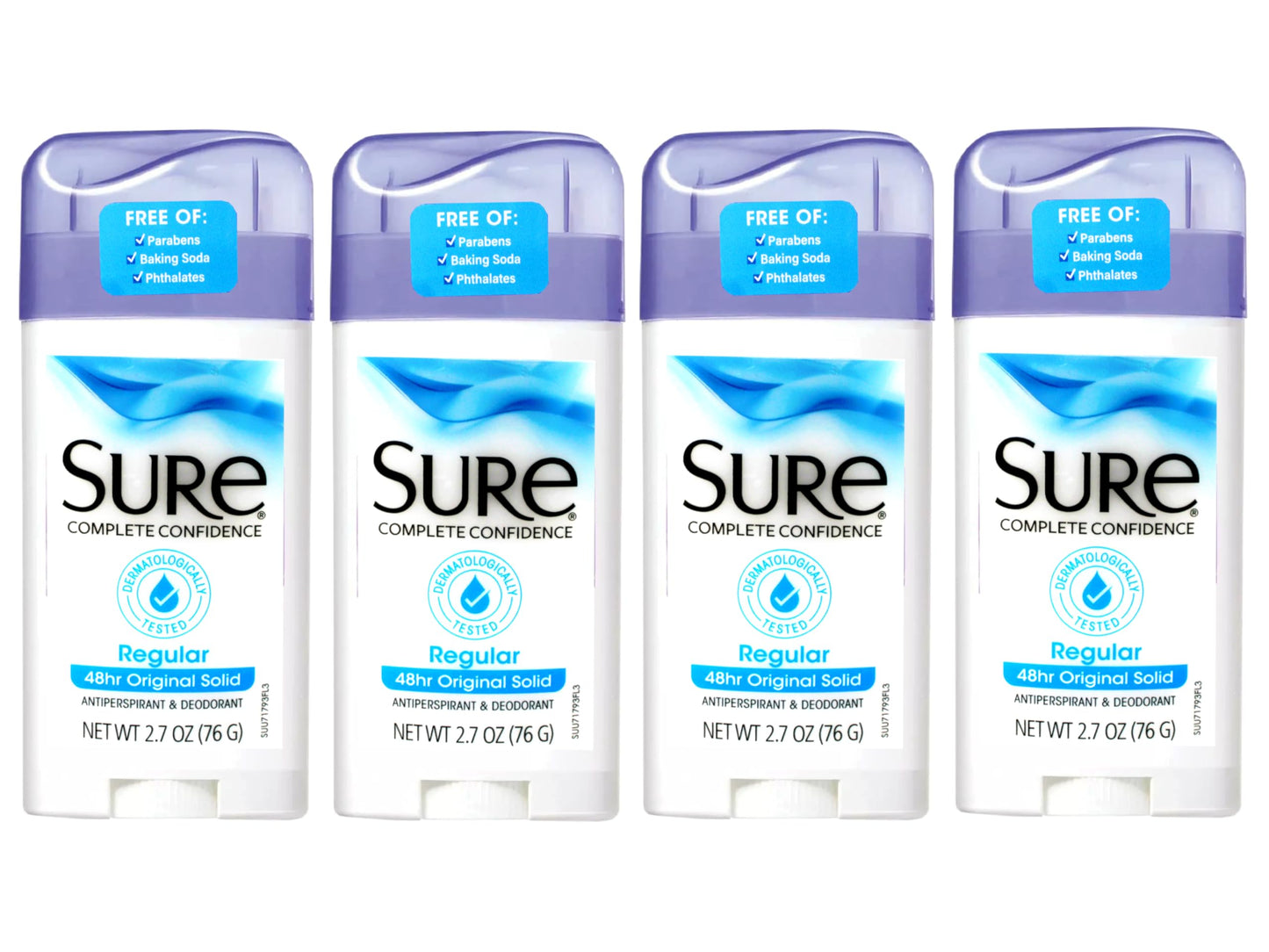 Sure Regular Original Solid Antiperspirant & Deodorant 2.7 Ounces, Pack of 4