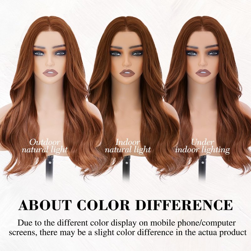 WECAN Auburn Glueless Wig Synthetic Lace Front Wig 13X4 HD Wave Wigs Heat Resistant Wigs