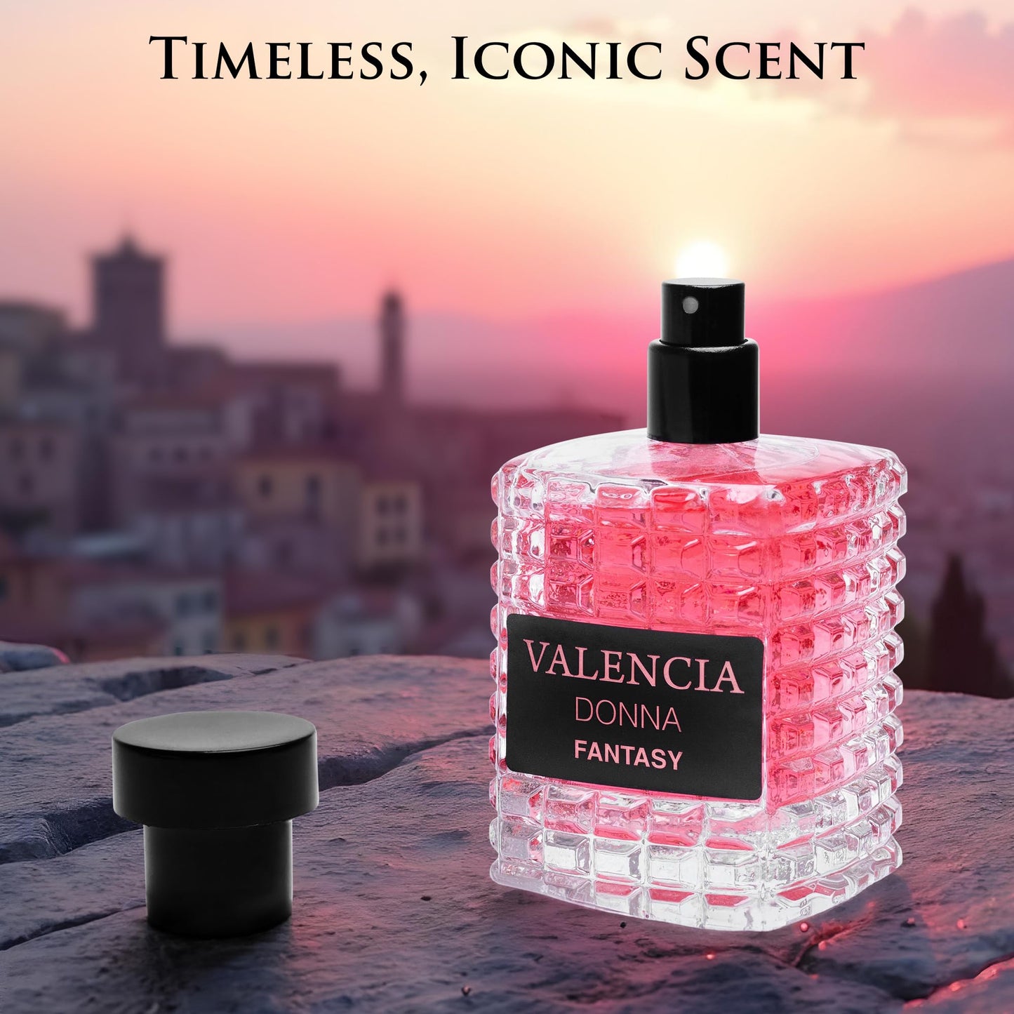 Valencia Donna Fantasy for Women Eau De Parfum - Floral Fruity Fragrance Top Notes of Kiwi & Brazilian Orange Mid Aroma of Rose & Jasmine - Base Scent of White Musk & Texas Cedar Elegant 100ml Bottle