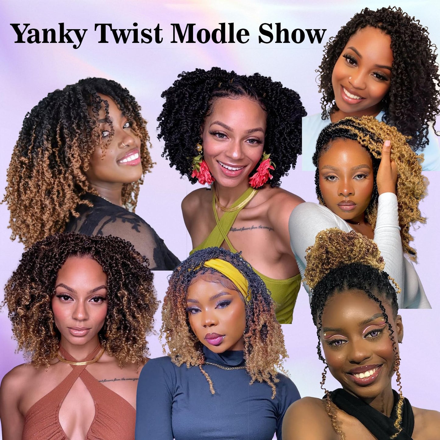 9 packs Yanky Twist Crochet Hair - (8+10+12inch)*3,Ombre Blonde,Pre-Looped Yankee Twist Mini Passion Twist,Pre-Twisted Micro Spring Twist,Synthetic Curly Crochet Hair Extensions(OT1B/27#)