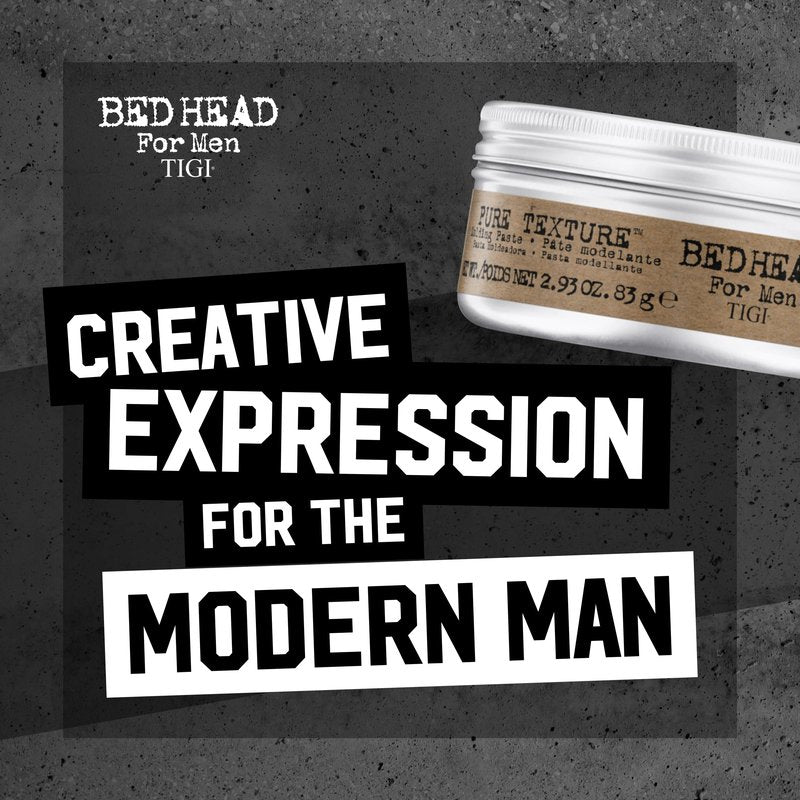 TIGI Bed Head for Men Pure Texture Hair Molding Paste - Use for Texture & Separation - Versatile Cream-to-Paste Fusion - For Men's Hairstyles - Use on Damp & Dry Hair - 2.93 oz (2 Pack)