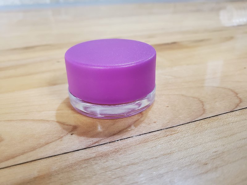 7ml Round Glass Jar Containers With Child Resistant Lids (CP) | Low Profile, Airtight, Twist-on Lid | Concentrate Cosmetics Jars for Oils, Cosmetics, Wax, Balm - RVTUS (12, Purple)