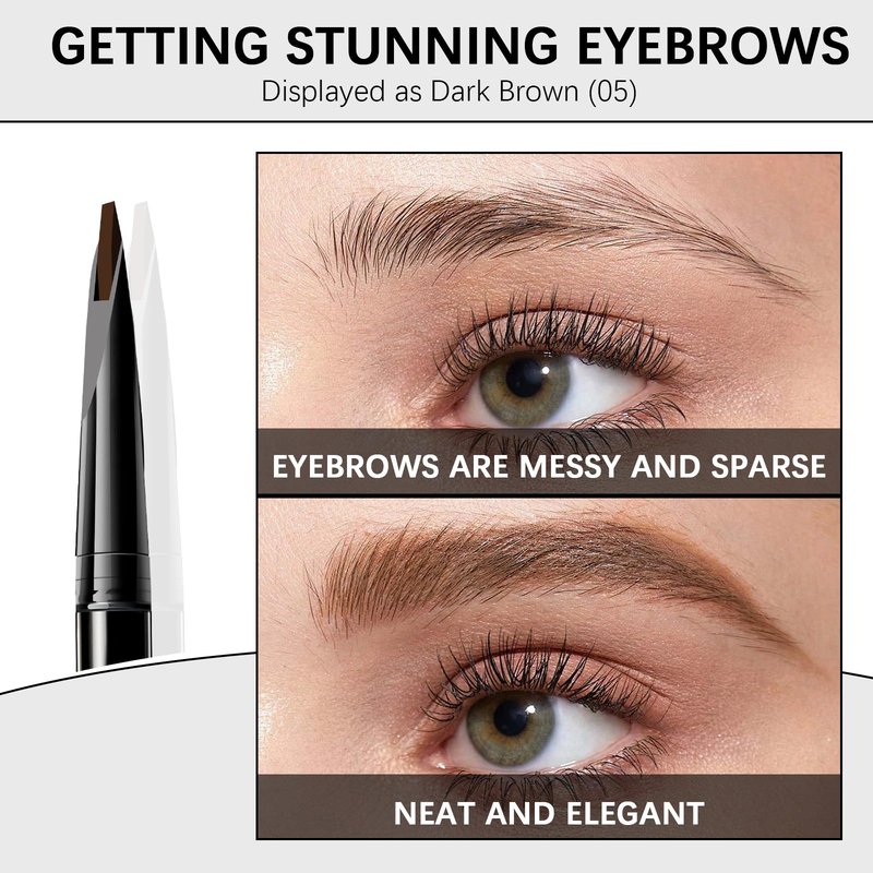 MAVENI Browcharm Microblading Eyebrow Pencil for Women,0.1mm Ultra-Fine Mechanical Pencil,Makeup Brow Definer Waterproof,Draws Tiny Brow Hairs and Fills in Sparse Areas and Gaps (05 Deep Brown)