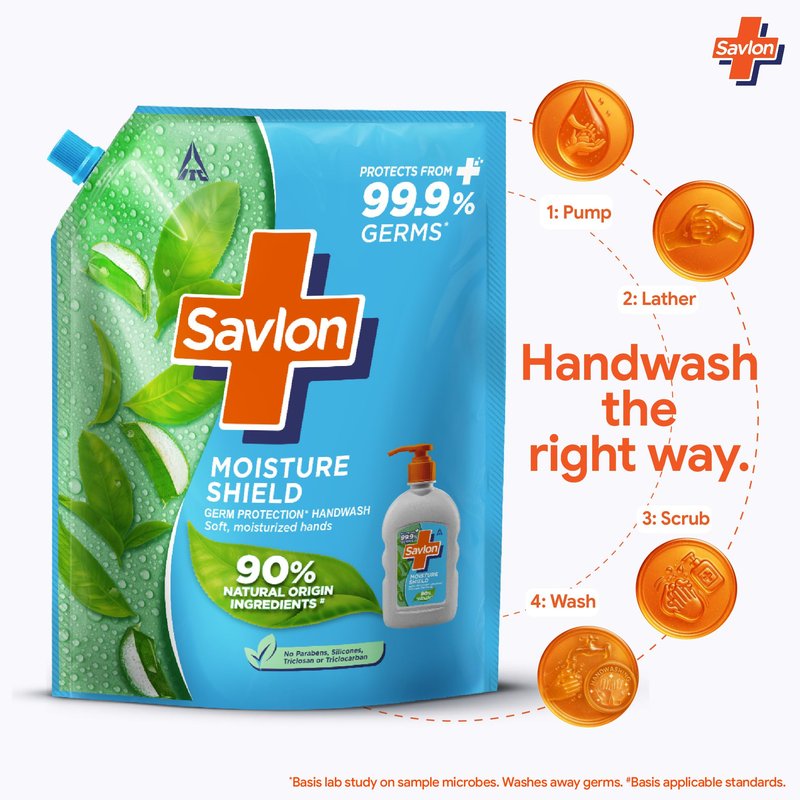 Savlon Moisture Shield Germ Protection Liquid Handwash Refill Pouch, 1500ml